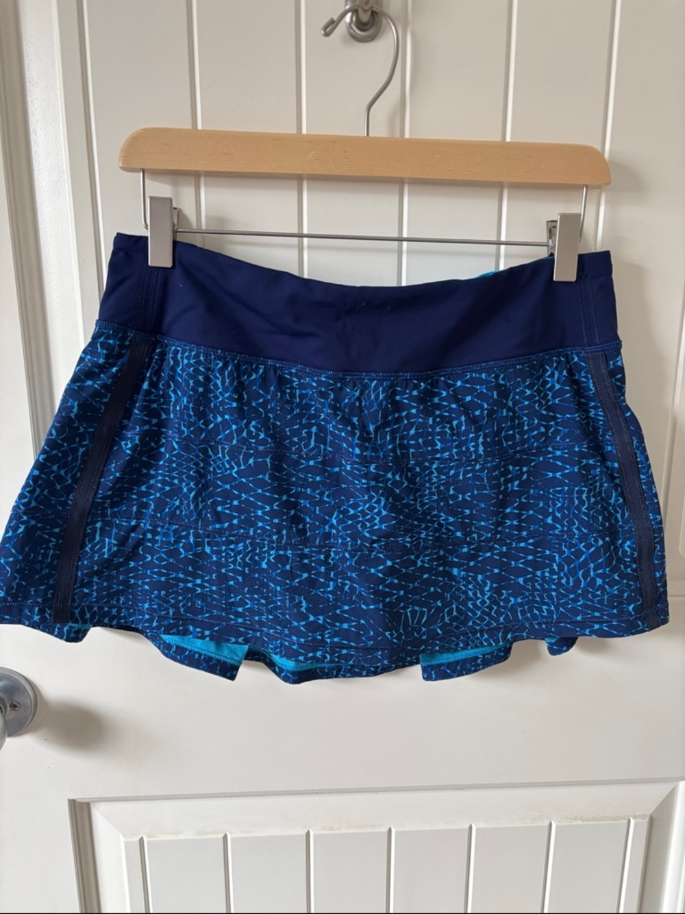 Lululemon Pace Rival II Skort Blue Pattern Size 8 Hidden Pocket